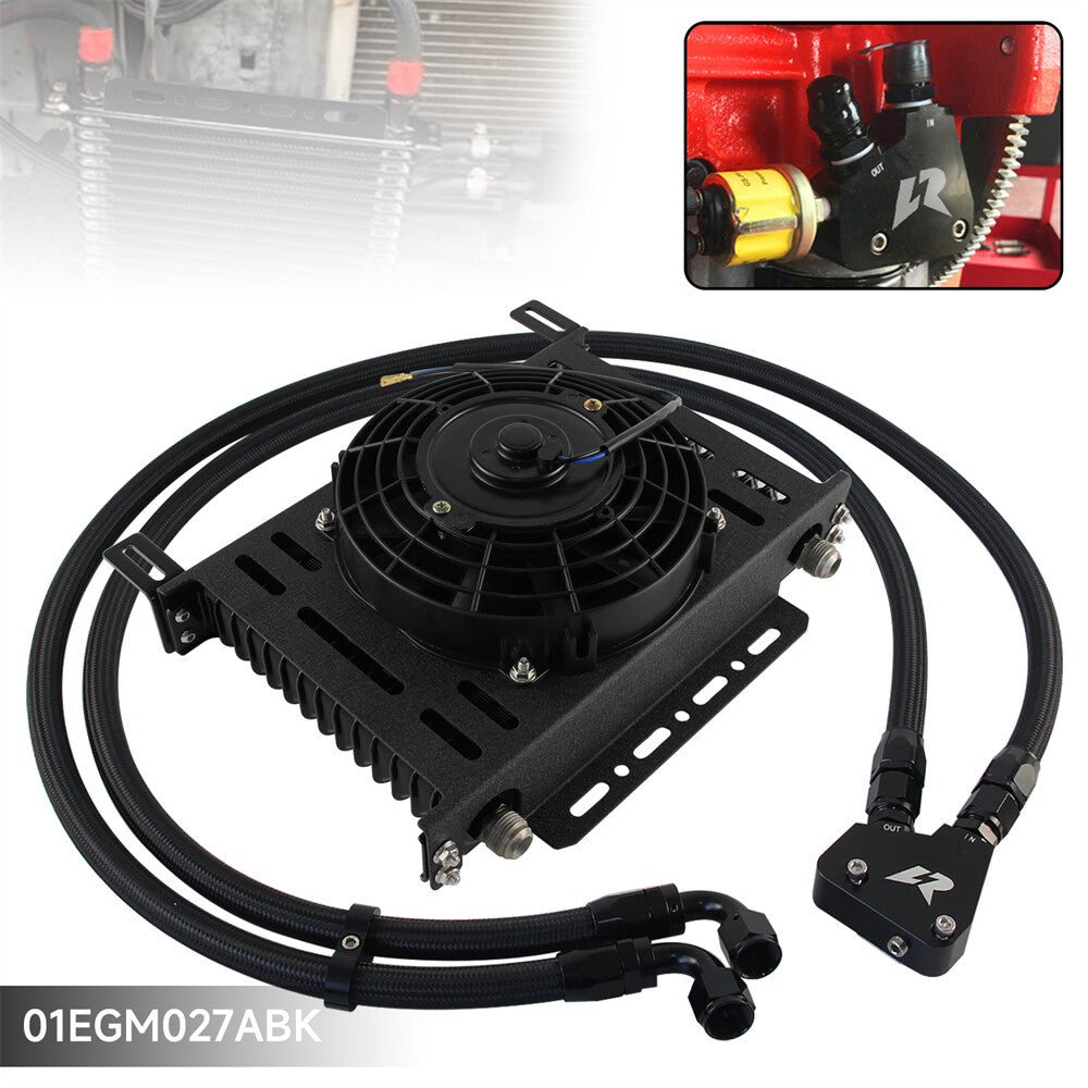 15 Row AN10 Oil Cooler Kit for Corvette C5 C6 C7 LS1 LS2 LS3 + 7 Electric Fan