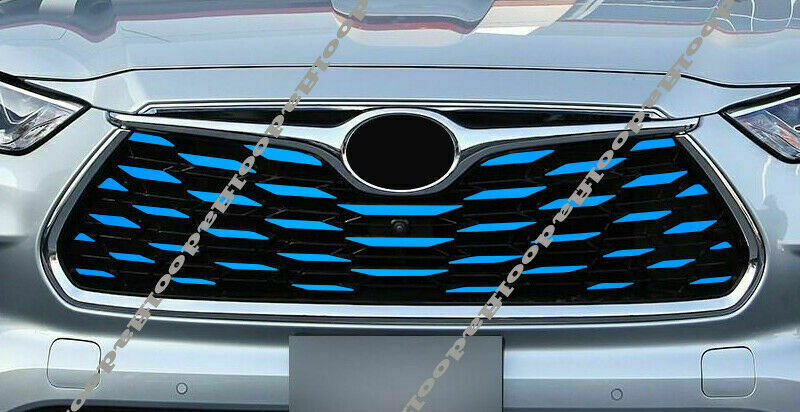 Blue Front Bumper Center Grille Strip Decal Trim for Toyota Highlander 2020-2023