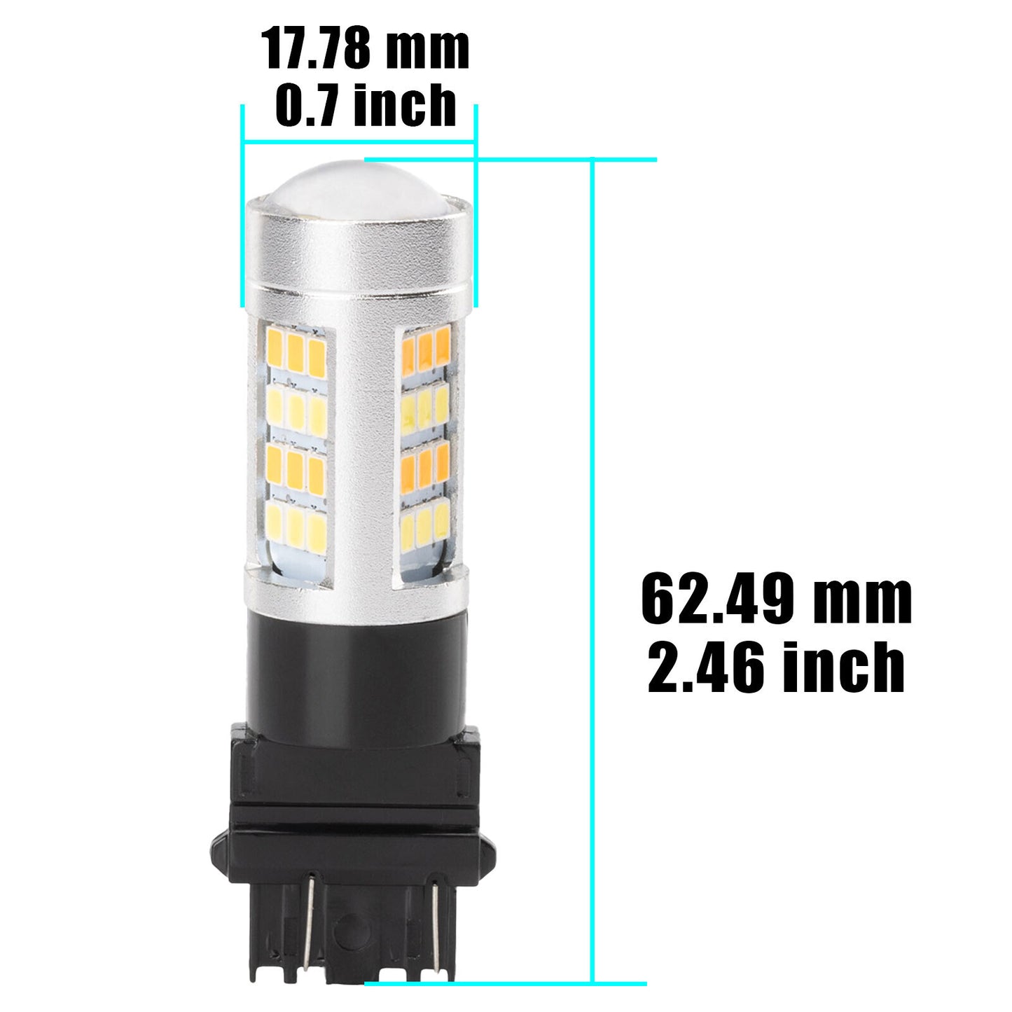 Set of 4 Error Free LED DRL Switchback Turn Signal Parking Light Bulb 3157 New