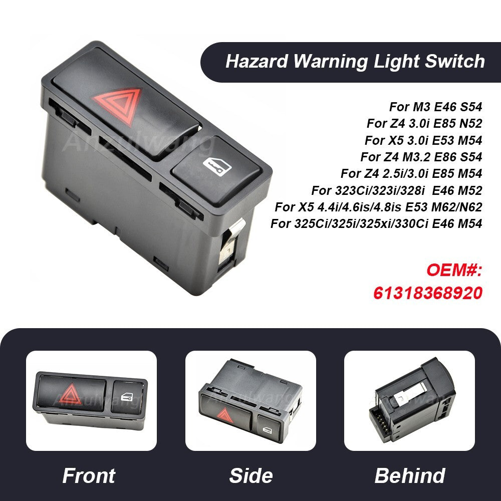 Hazard Warning Light Switch Door Central Lock Button for BMW E46 E53 E85 325 613