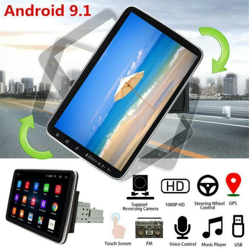 Rotatable 10.1 Single Din Android 9.1 Car Radio Stereo Head Unit GPS Wifi MP5