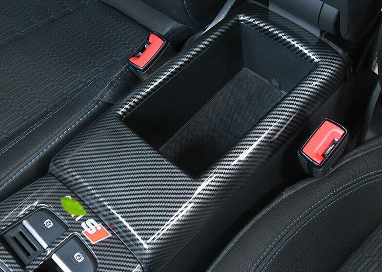 For 2014-20 for Audi A3 S3 Carbon Fiber Look Central Console Armrest Box Cover Trim