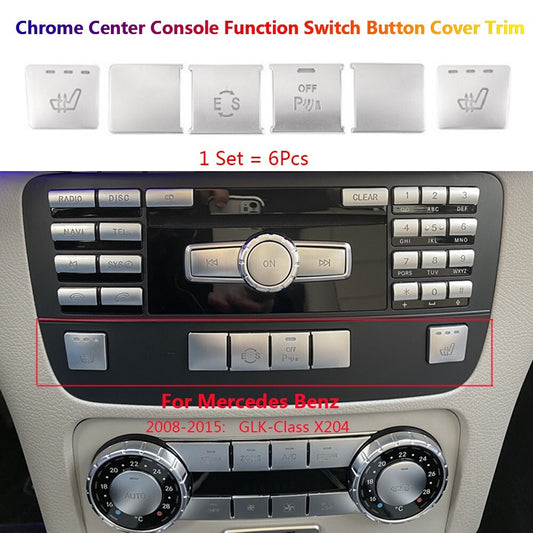6Pcs for Mercedes-Benz GLK X204 Car Center Console CD Function Switch Cover Trim
