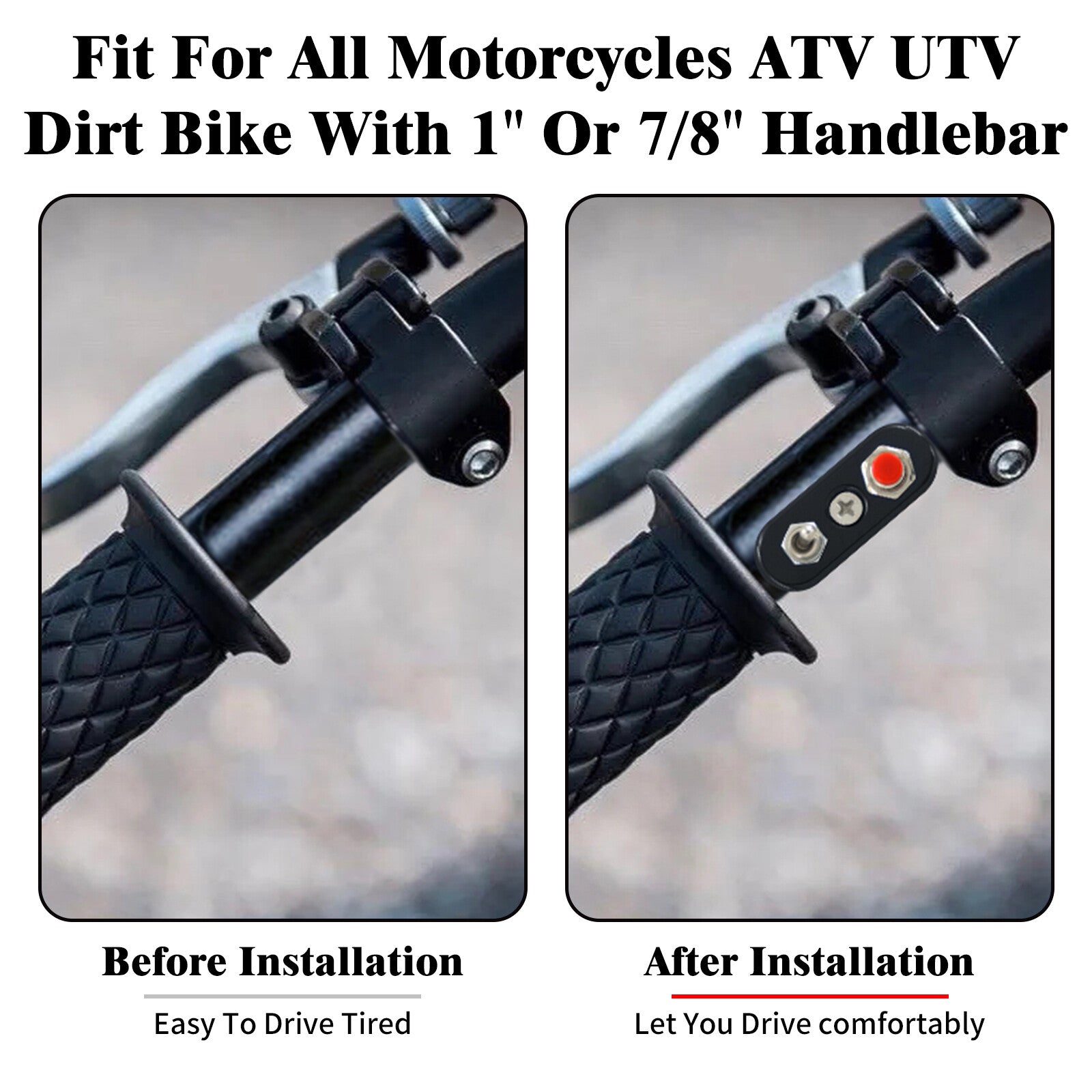 Black Control Button Toggle Push Switch ON/OFF/ON For Universal 1 7/8Handlebar