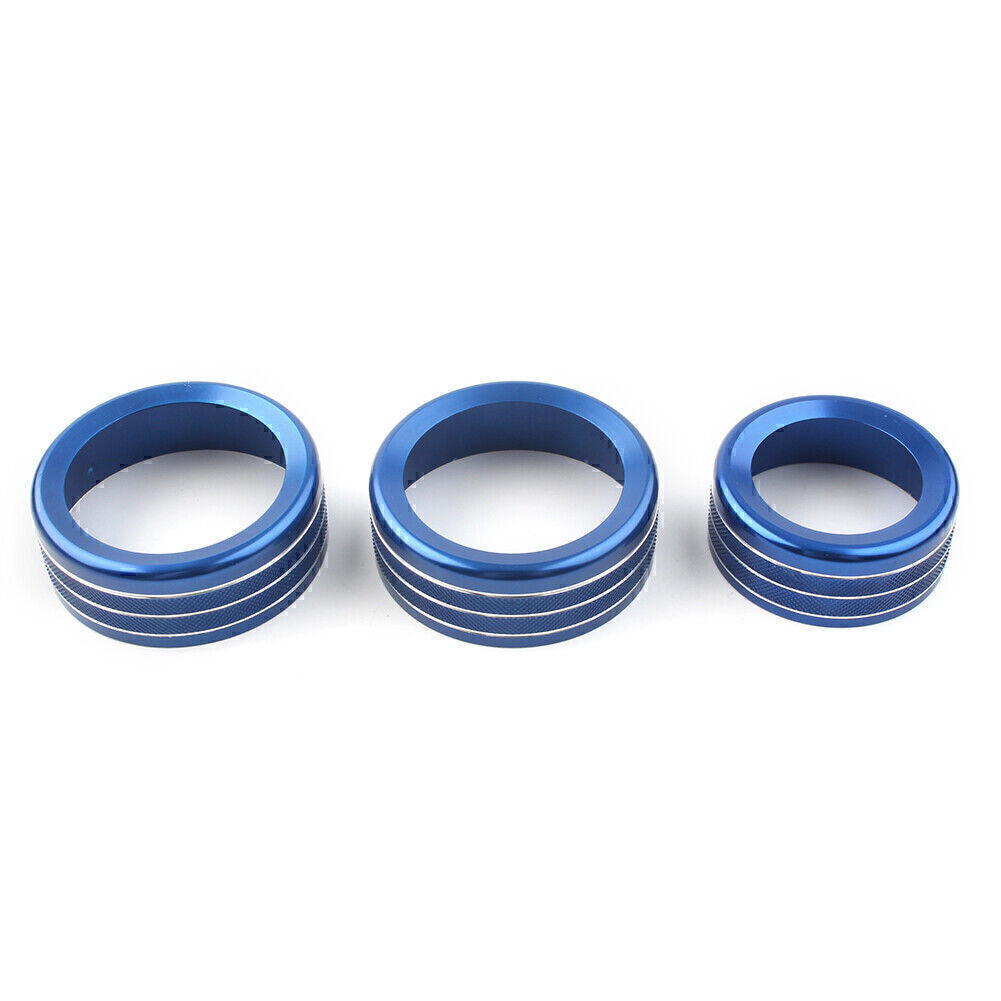 3x Console AC Switch Knob Ring Trim Fit for Alfa Romeo Giulia for Stelvio 17-20 Blue