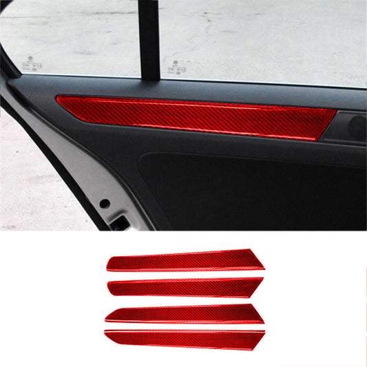 8Pcs Red Carbon Fiber Door Panel Cover Trim for Volkswagen for Jetta Sedan 2011-2014