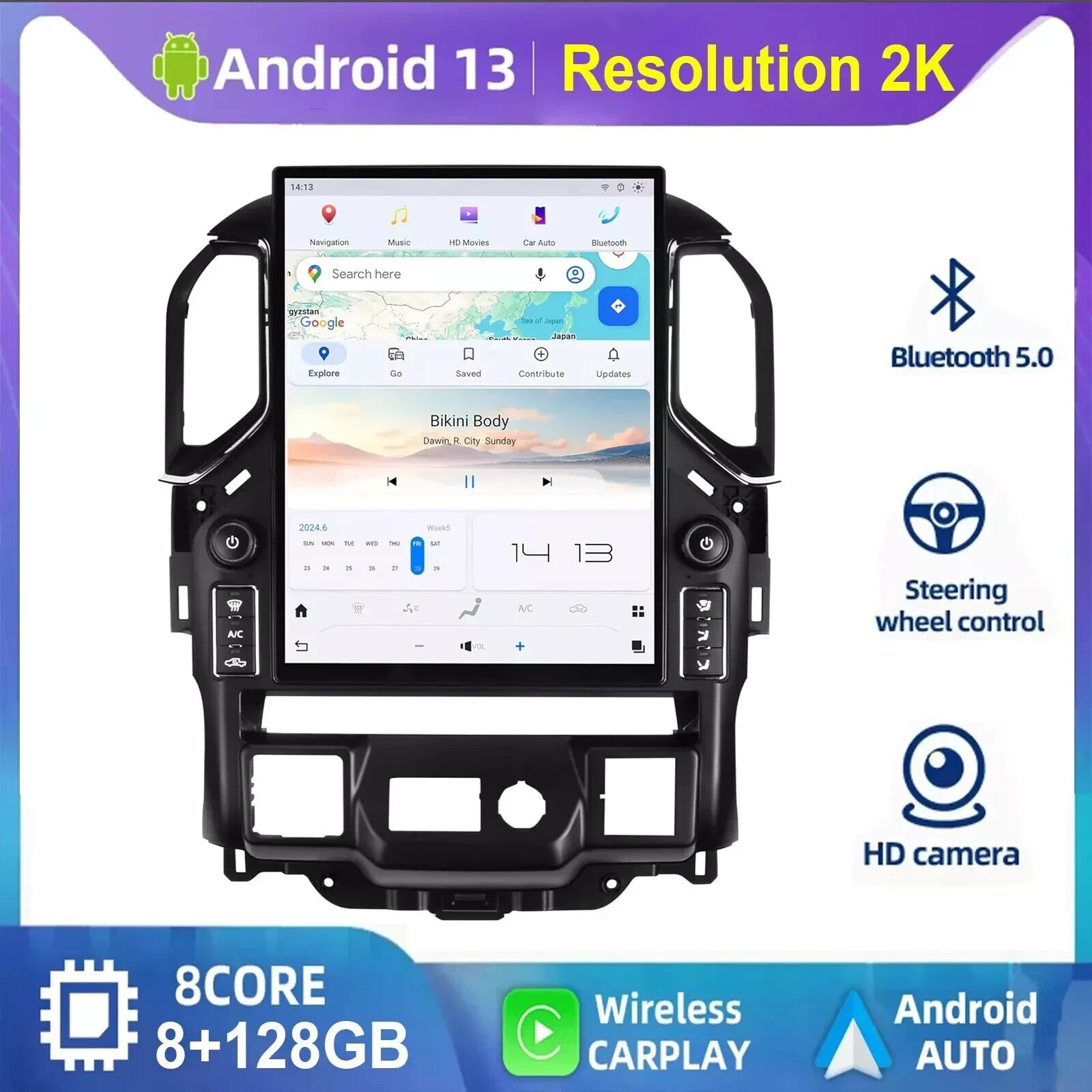 15.6 Car Radio for Chevrolet Silverado for GMC for Sierra 2019-2023 Android 13.0 Screen