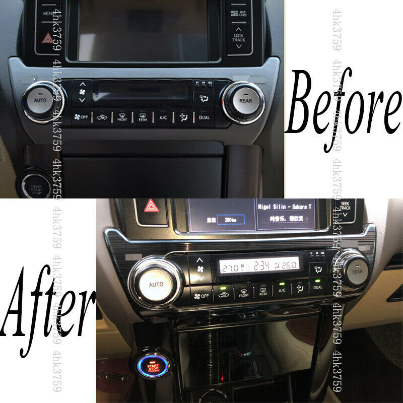Black Titanium Air Condition Panel Cover Trim for Toyota Prado FJ150 2010-2021