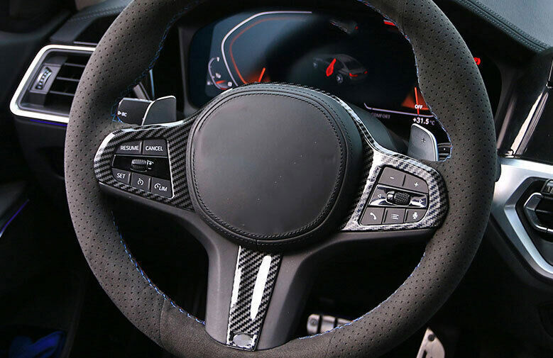 Fit for BMW 3 Series G20 2019-2023 Carbon Fiber Steering Wheel Button Cover Trim