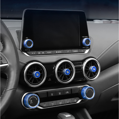 10X Dashboard Console Knob Blue Trim Cover Alloy for Nissan Sentra 2020-2023