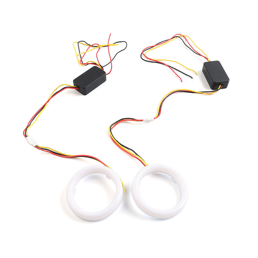 60MM White Amber Switchback LED Angel Eyes Halo Rings Car Headlight Retrofit