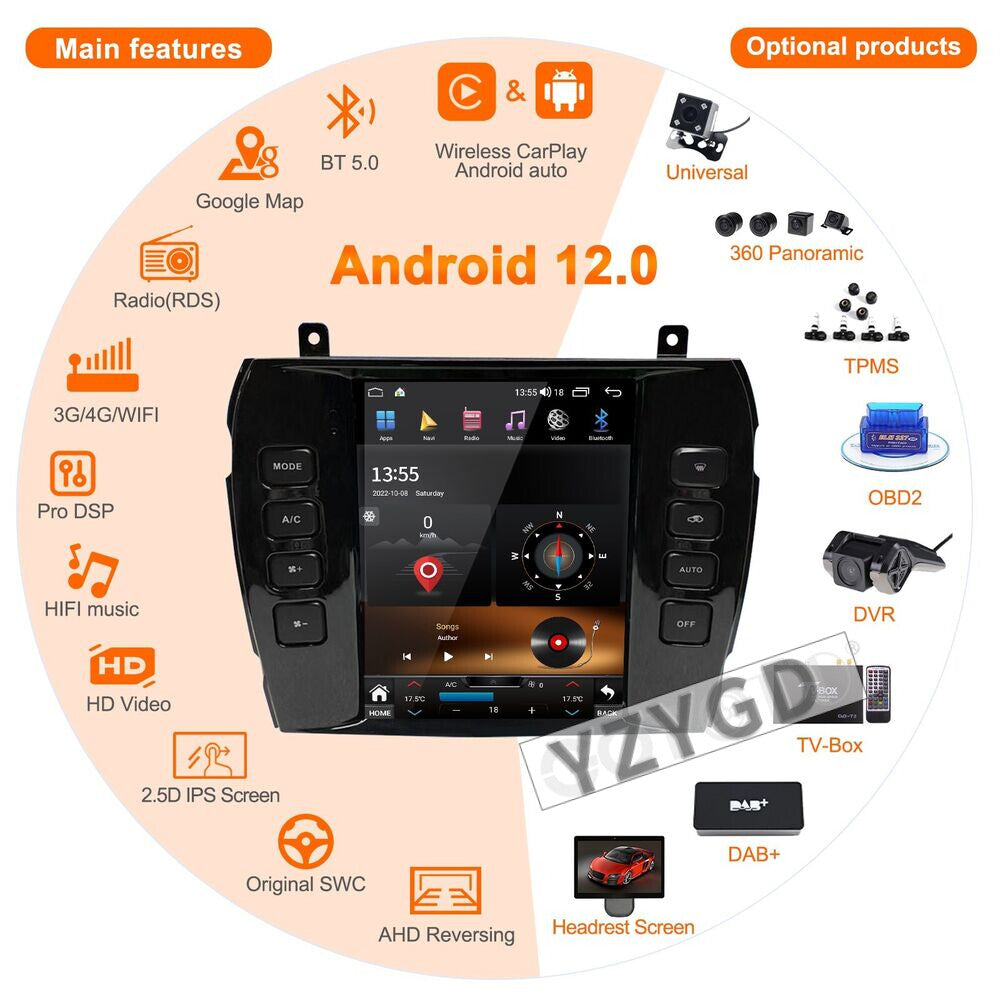 for Jaguar XJ 2004-2008 Android Car Radio Carplay Screen Stereo Receiver 128G