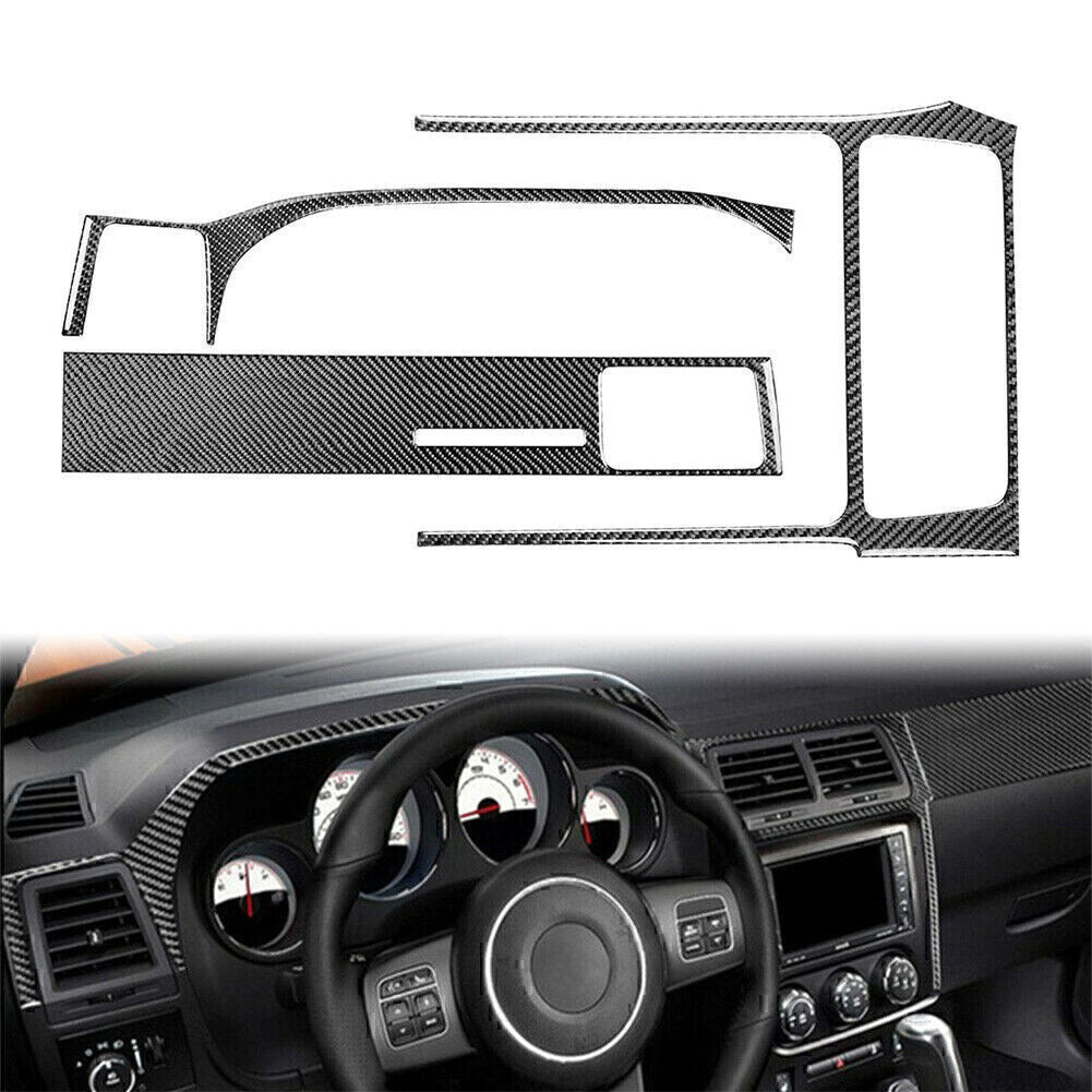 3x Carbon Fiber Center Dashboard Panel Cover Trim for Dodge for Challenger 2008-2014