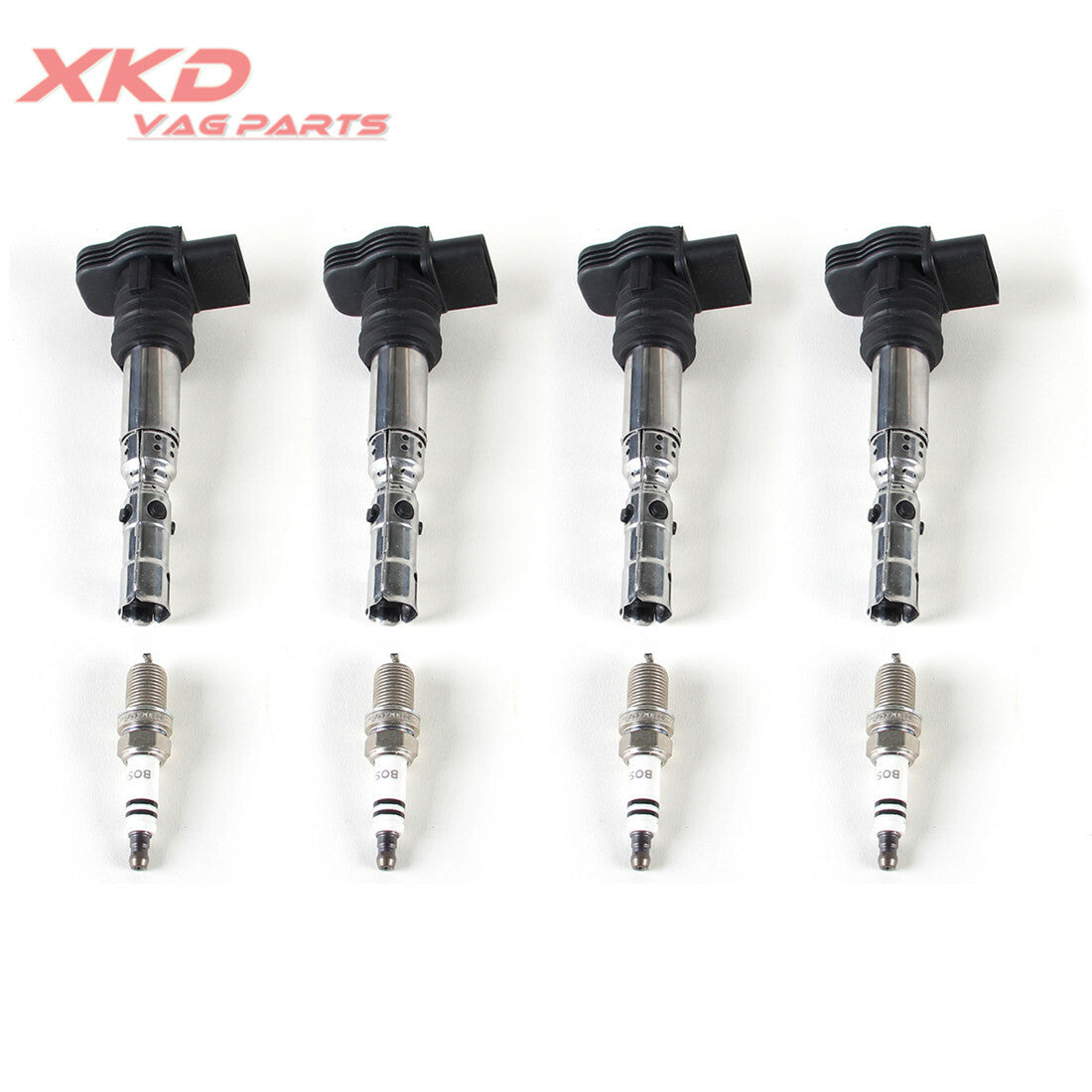 1.8T 4 Ignition Coils and Spark Plug Kit for Volkswagen for Bora for Golf for Passat , for Audi A4, A6
