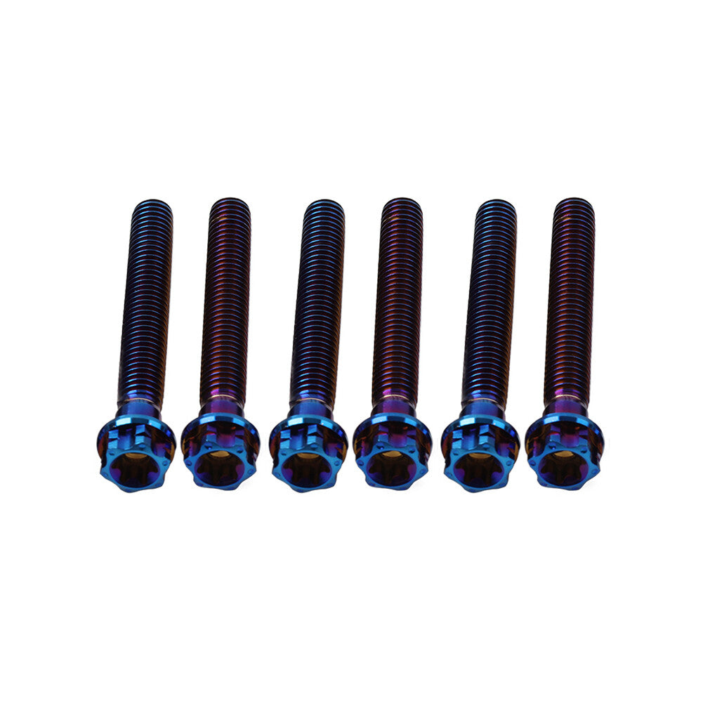 6pc Bolts Torx Head Flange Screws M8x50mm Burn Blue For Motorcycle Bike