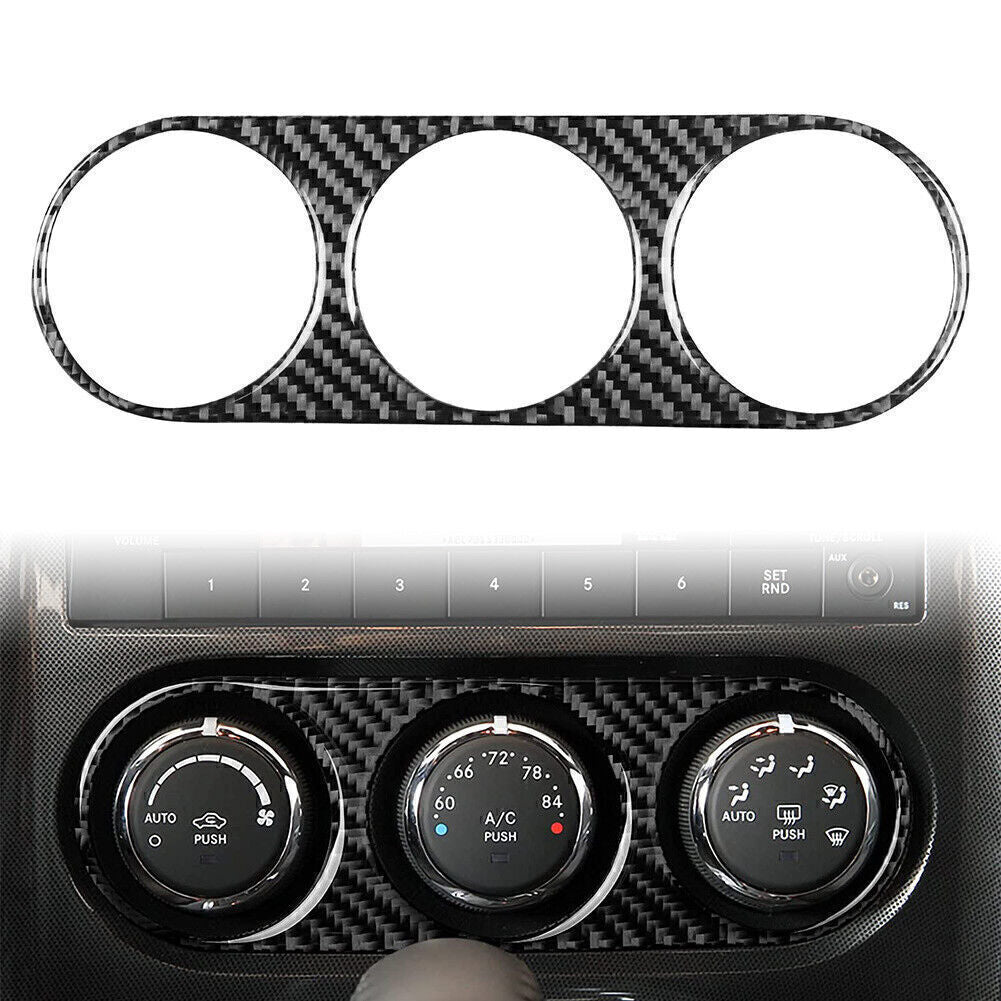 for Dodge for Challenger 08-14 Black Carbon Fiber Air Conditioning Switch Panel Trim