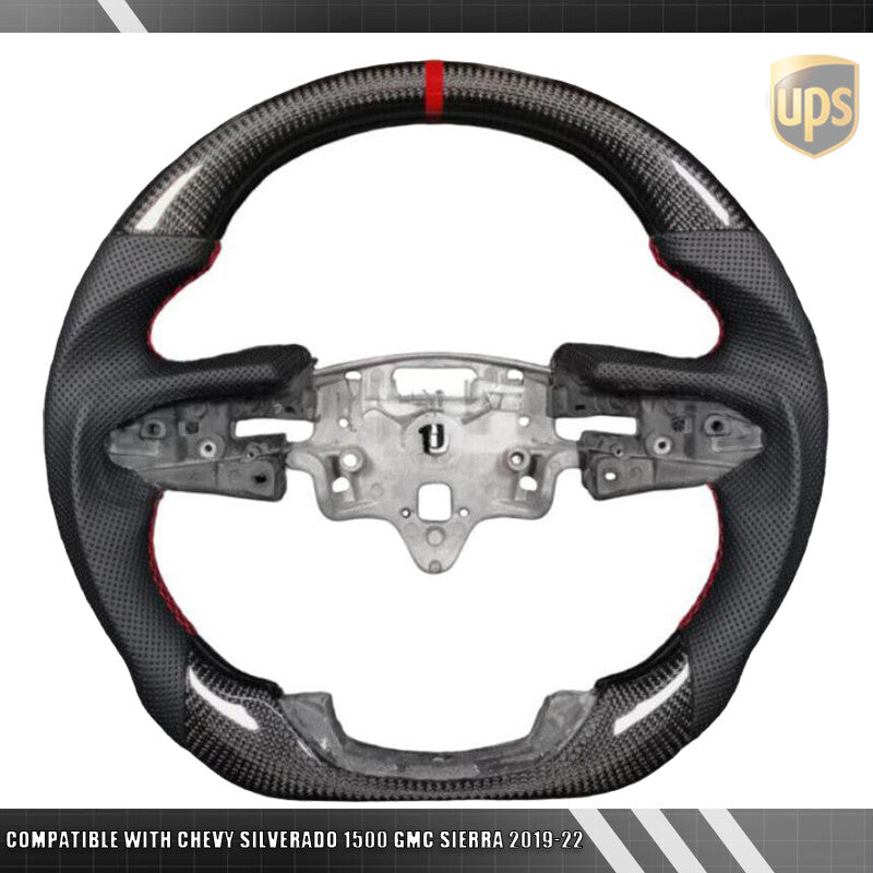 Carbon Fiber Steering Wheel Heated for Chevy Silverado 1500 for GMC for Sierra 2019-22