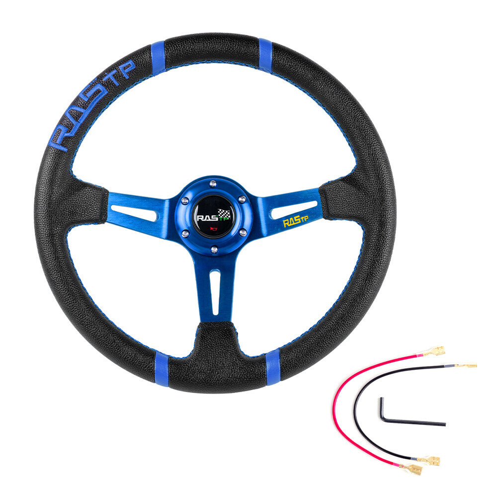 14 Aluminum RASTP Blue Deep Dish Drifting Sport Steering Wheel Racing Car