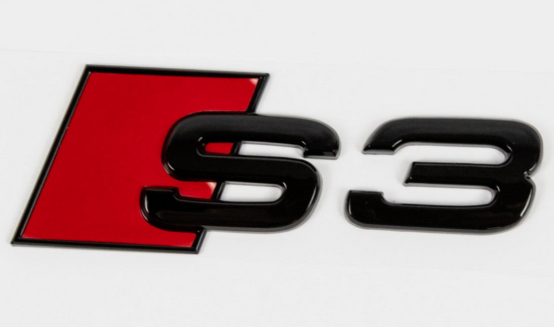 Suitable for Audi S3 car cover, rear ring, front grille badge, boot decal, gloss black