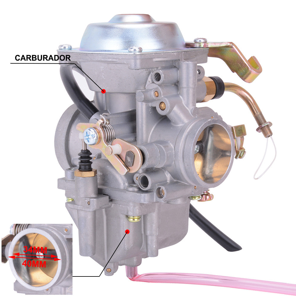 This carburetor is suitable for 300cc ~ 400cc vehicles including GN250, GN300, Roketa ATV-11, Jianshe JS400, and Tank 400.