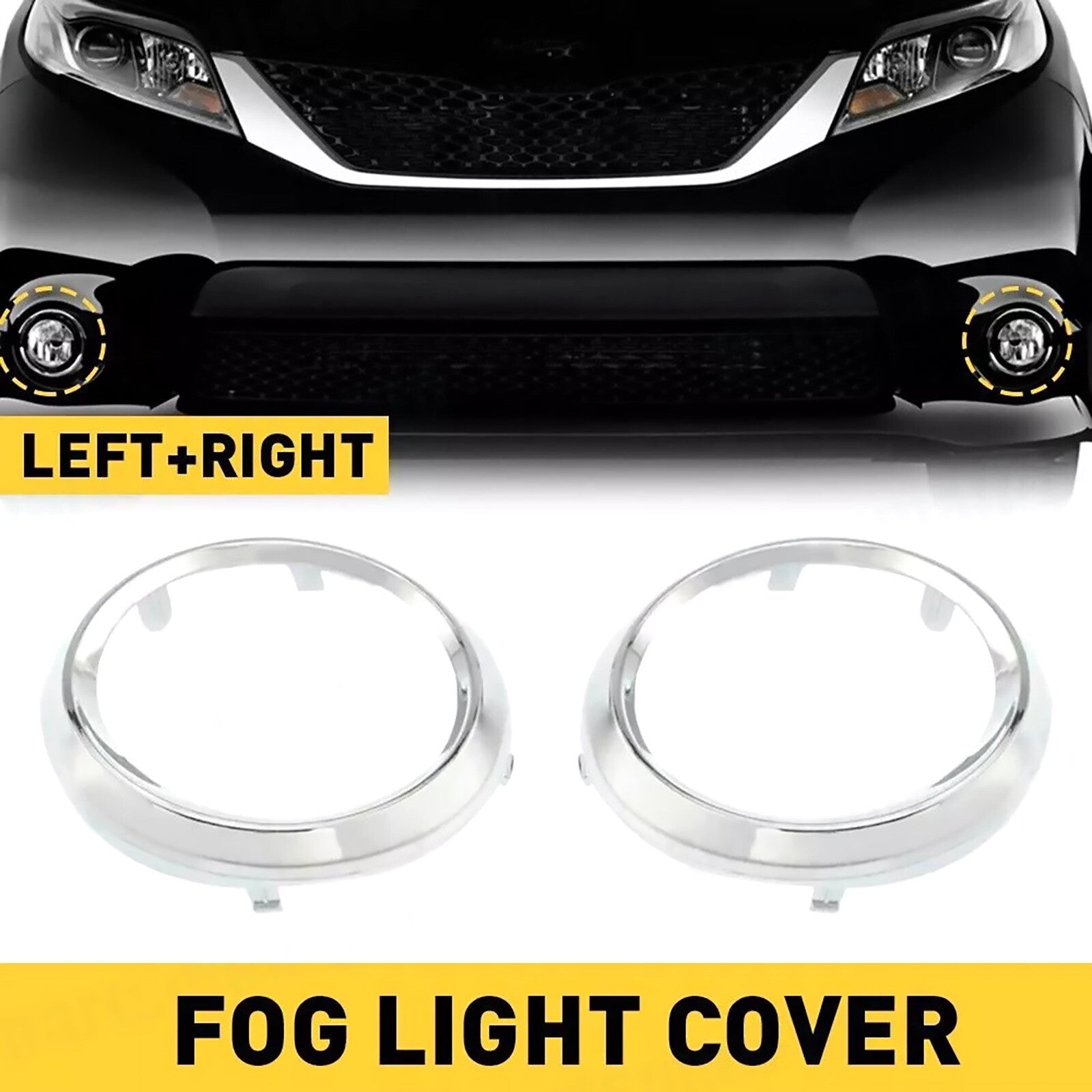 Fog Light Lamp Bezel Cover Chrome Trim Rings for Toyota for Sienna SE 2011-2017 2x