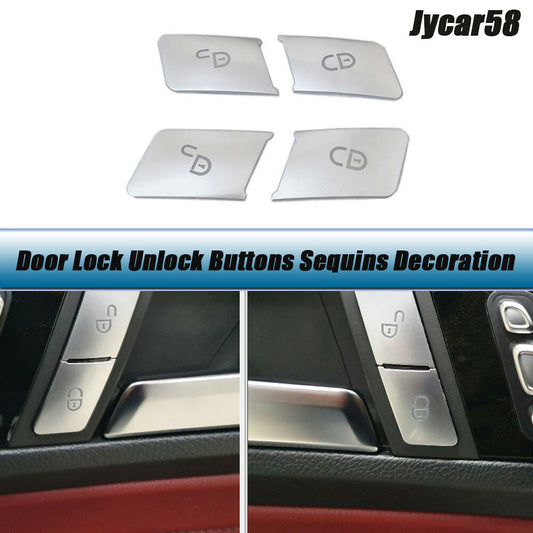 4PCS Door Lock Unlock Buttons Sequins Cover for Mercedes C E Class W204 W212