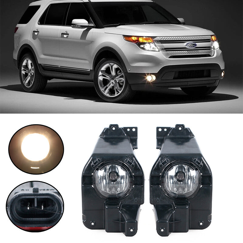 2pcs Fog Light Frame Halogen Fog Lights for Ford Explorer 2011-2014