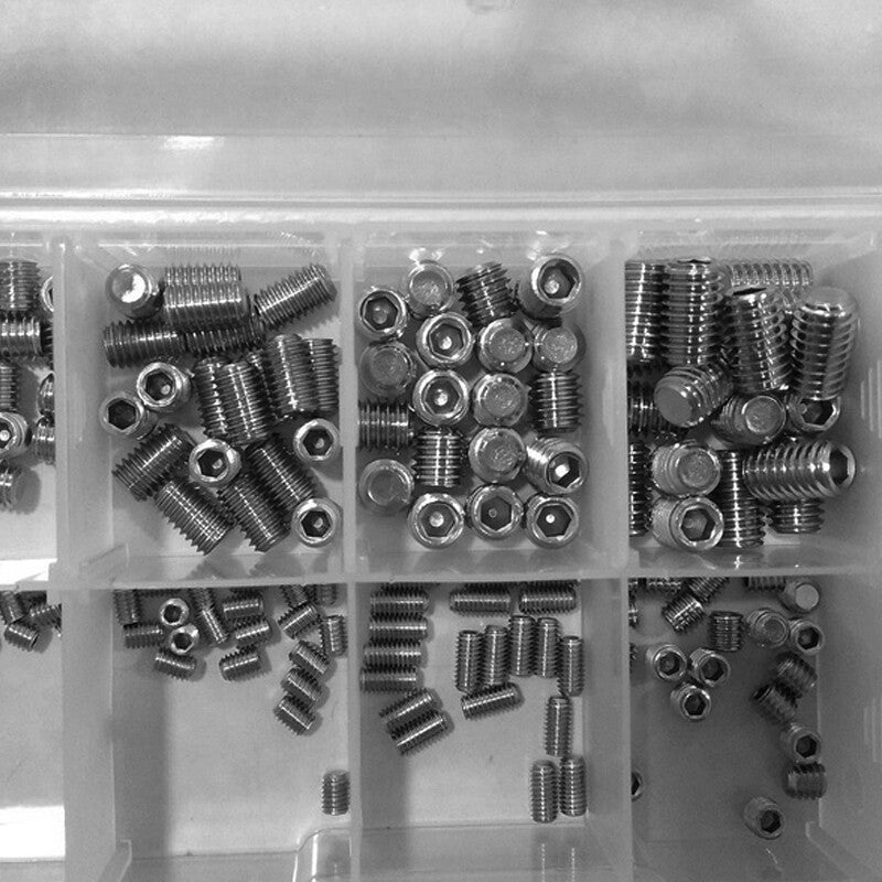 Stainless steel socket hex screw cup tip, categorized as M3, 4, 5, M6, M8, 200 pieces