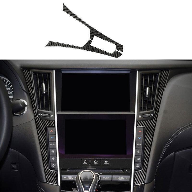 Real Carbon Fiber Central Console Both Side Strip Trim for Infiniti Q50 14-2023