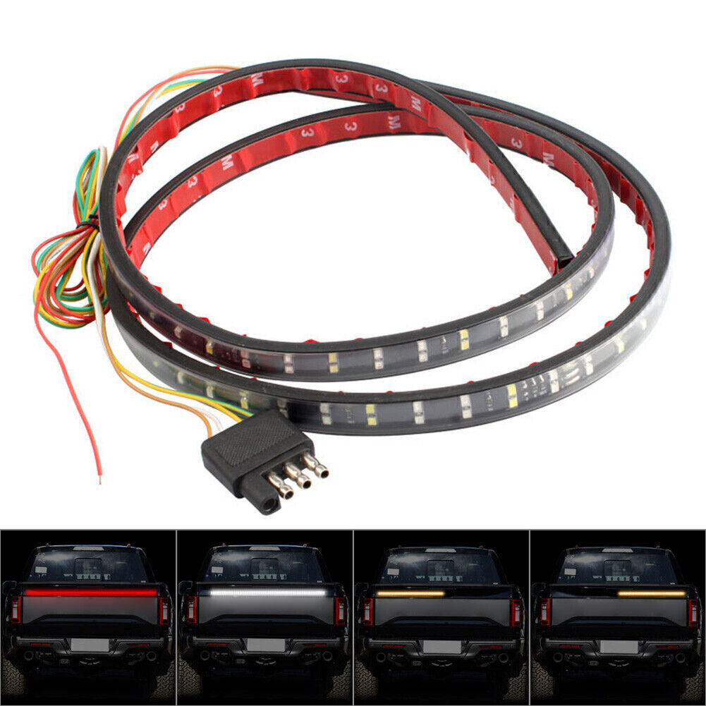 60 Double Row LED Truck Tailgate Light Bar Strip Sequential Turn Signal Reverse