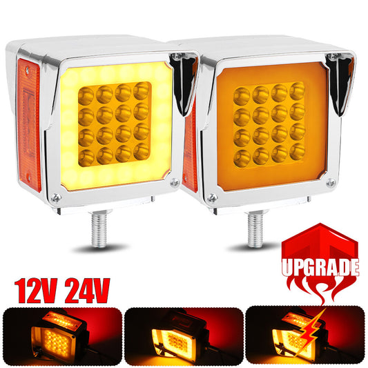 2X LED Double Face Stud Mount Pedestal Fender Brake Turn Tail Lights Waterproof