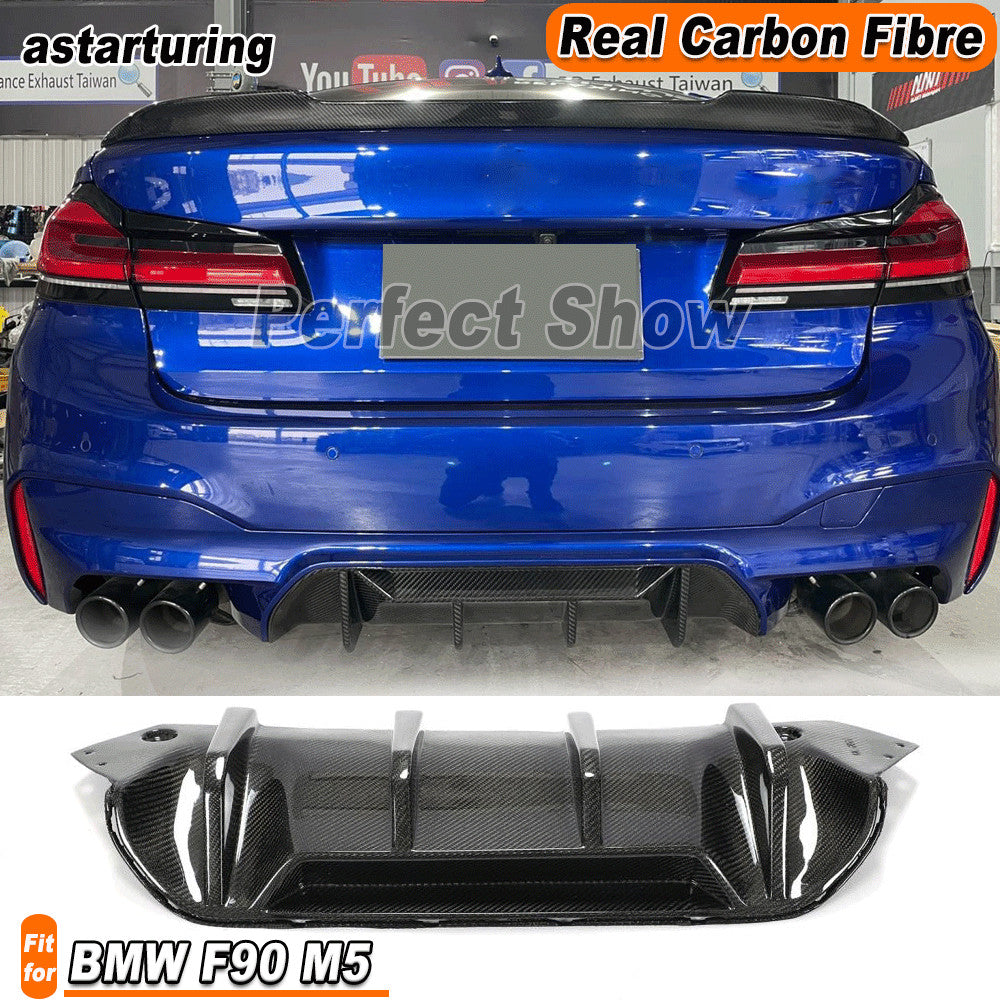 Fit for BMW F90 G30 M5 2018-2020 Real Carbon Rear Bumper Diffuser Spoiler Lip