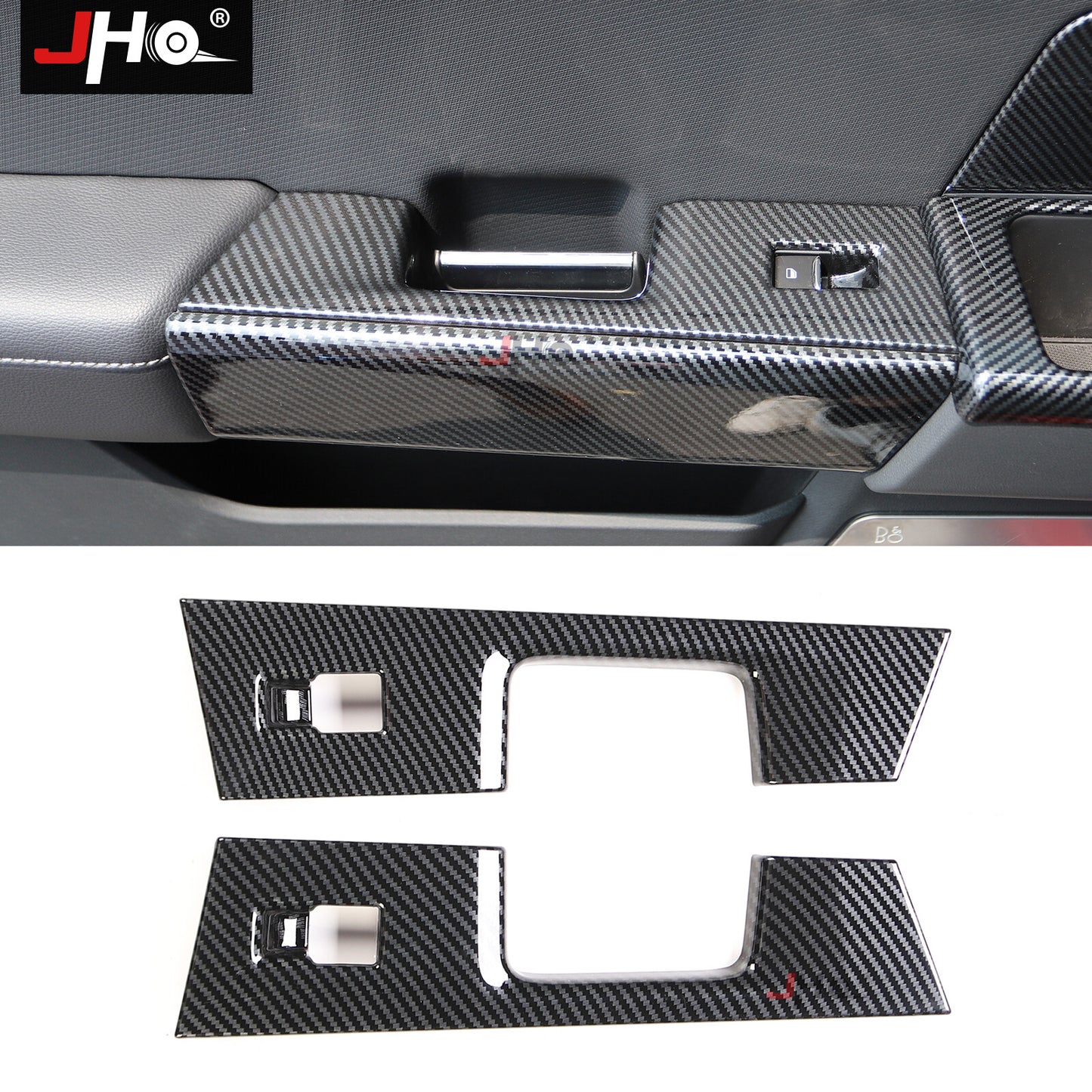 Carbon Fiber Car Rear Door Window Switch Panel Cover Trim for Ford F-150 2021+
