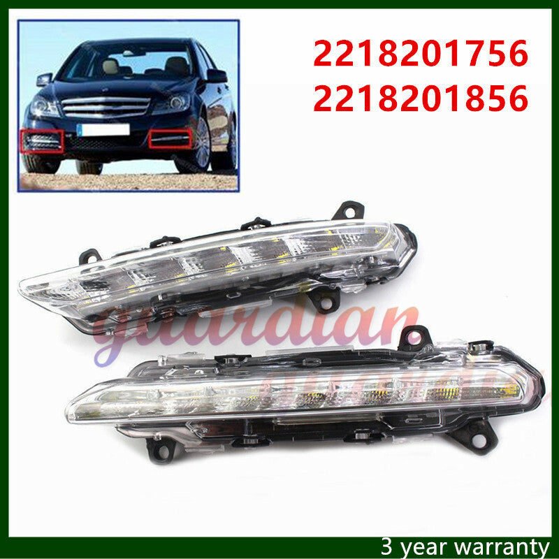 Pair LED DRL Fog Light Lamp for Mercedes S450 S550 S600 S63 CLS GLK R Class