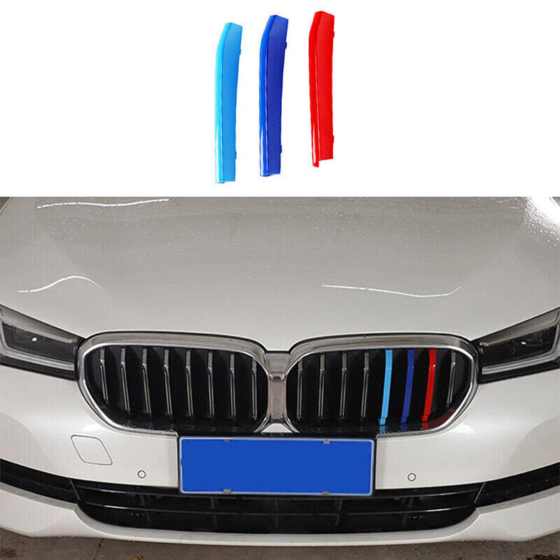 for BMW 5 Series 2021-2022 3-Color Front Center Mesh Grille Grill Strip Trim 3pc