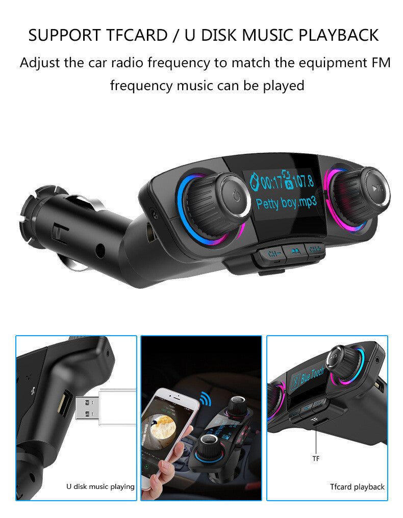 Wireless Car Bluetooth FM Transmitter MP3 Radio Adapter Car Kit 2 USB Charger