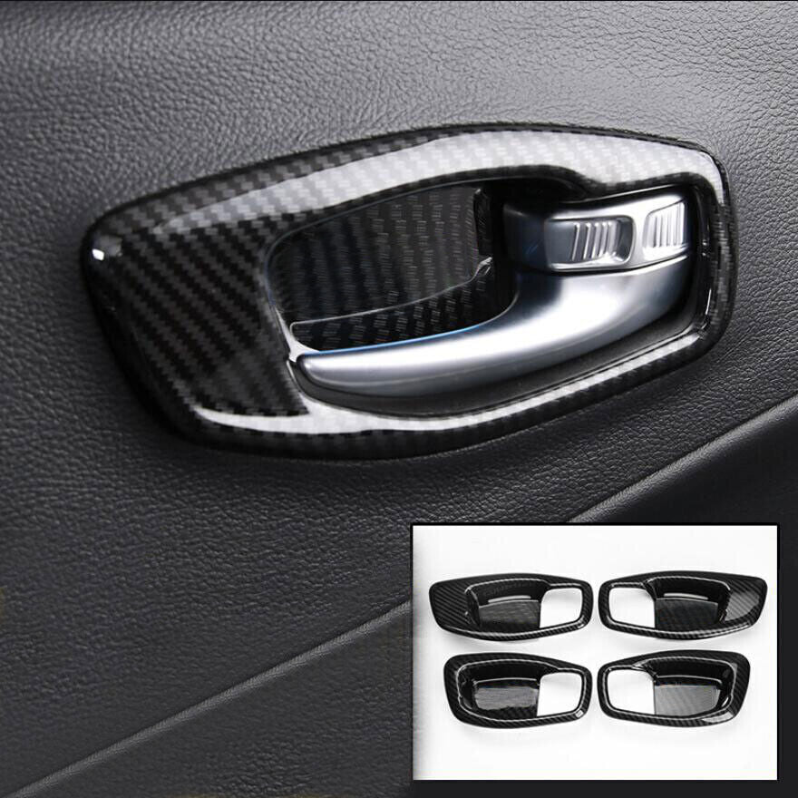 For 2019-2021 for Jeep Compass Carbon Color ABS Inner Door Handle Bowl Cover Trim 4P