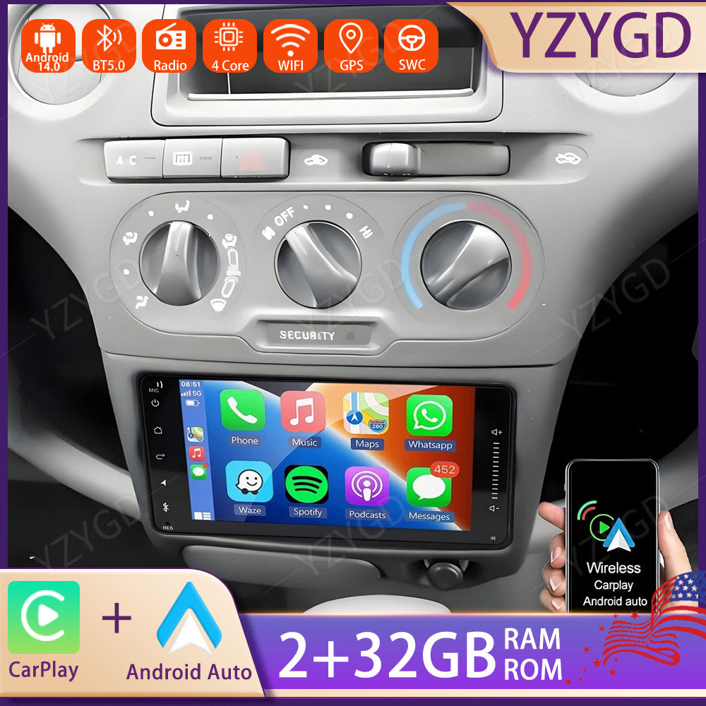 Android 14 Carplay Car Radio for Toyota Echo 2000-2005 Stereo GPS Navi WIFI BT