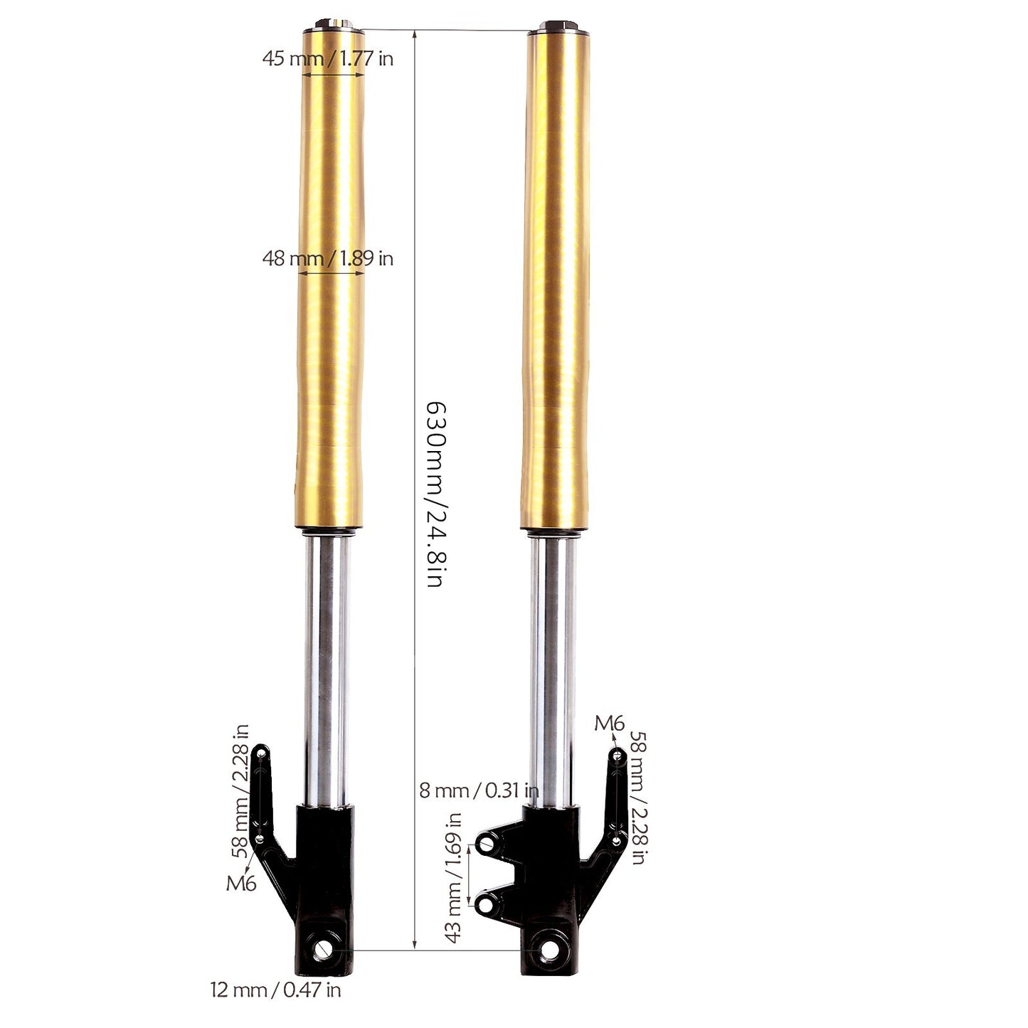 12mm axle, 45/48mm front fork, triple-clamped grooved cross-country bike SSR 70cc 110cc 125cc