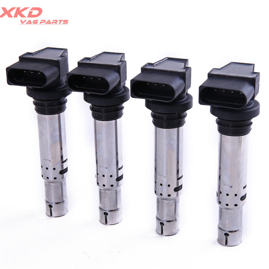 4-piece spark plug and ignition coil kit suitable for Volkswagen Beetle, for Golf , for Jetta , for Passat 1.6FSI, 1.4TSI