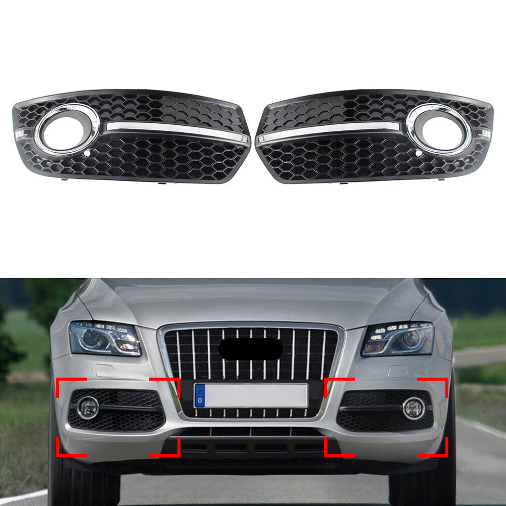 Pair Front Bumper Grill Fog Light Lamp Covers Trim for Audi Q5 2009-2011 2010