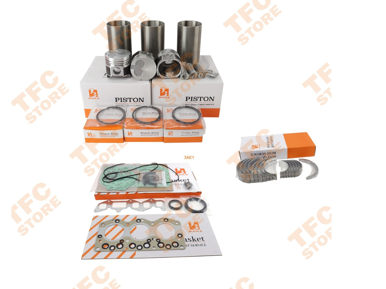 3AE1 Overhaul Rebuild Kit With Full Gasket Bearing Set for Isuzu Engine New??