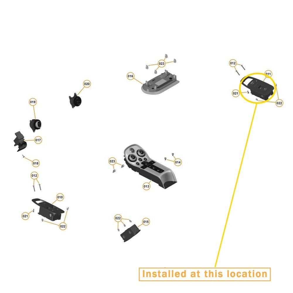 Power window switch button (right) for McLaren 540c 570s. Equipment Manufacturer: 13M0434CP
