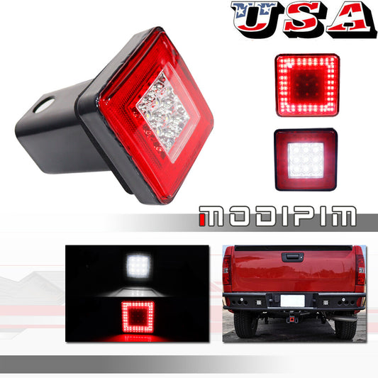 2-inch trailer hitch receiver cover, red LED brakes with spare light, towing and carrying