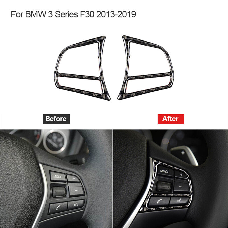Carbon Fiber Steering Wheel Button Frame Trim Cover for BMW 3 Series F30 2013-18