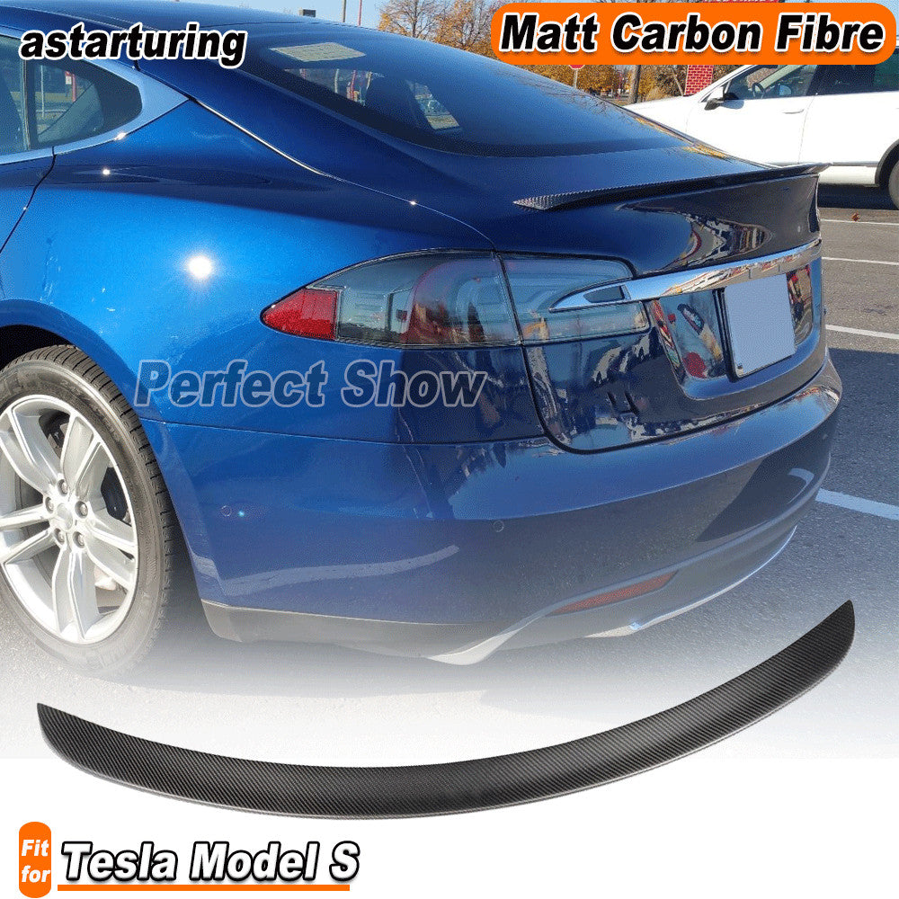 Matt Black Carbon Fiber Rear Trunk Spoiler Wing for Tesla for Model S Sedan 2012-19