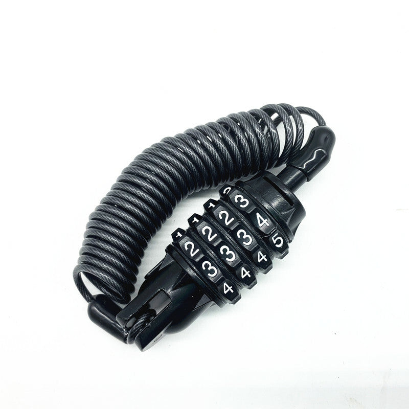 1x Motorcycle Helmet Lock Elastic Wire Cable 4 Password Anti-theft Security Lock
