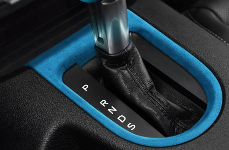 for Ford for Mustang 2015-2022 Blue Suede Middle Console Gear Shift Frame Trim 1PCS