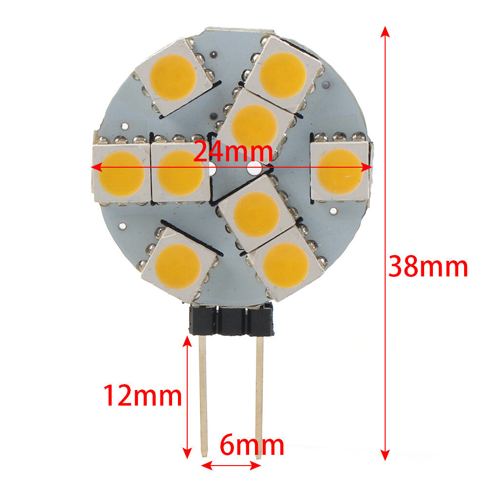 10x Super Bright Warm White Light G4 Socket 5050 SMD 9 LED For Car RV Landscape