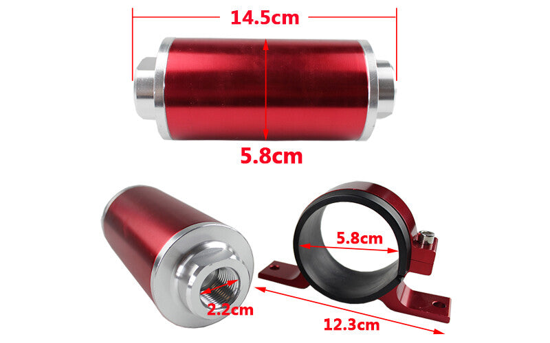 6AN/8AN/10AN high flow 100 micron cleanable direct-emission fuel filter adapter